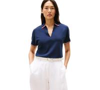 Tommy Hilfiger Polo Manches Courtes Femme Lyocell Tipping Open sans Patte de Boutonnage, Bleu (Dark Night Navy), L