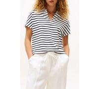 Tommy Hilfiger Polo Manches Courtes Femme Lyocell Tipping Open sans Patte de Boutonnage, Multicolore (Breton/ECU/Dark Night Navy), M