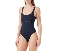 Tommy Hilfiger pour femme. UW0UW04126 Maillot de bain à carreaux bleu marine (XS), Beachwear, Durable, Nylon recyclé