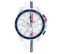 Tommy Hilfiger Men's Bank Chronograph Watch 1792167 White Dial Silicone Strap