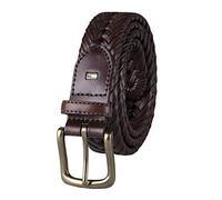 Tommy Hilfiger Mens Burnished Leather Handlaced 1 1/4 Inch Belt, Beige - Peau, 44