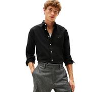 Tommy Hilfiger Men's Heritage Oxford Solid Regular Long Sleeve Shirts, Black/Black Solid Medium