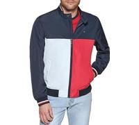 Tommy Hilfiger Men's Lightweight Varsity Rib Knit Bomber Jacket Veste Shell, Bleu Nuit/Glace/Rouge, S Homme