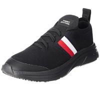 Tommy Hilfiger Men's Modern Runner Knit Stripes Ess Fm0fm04798 Sneaker, Black, 44 EU