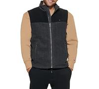 Tommy Hilfiger Men's Polar Fleece Vest, Black/Charcoal, Large