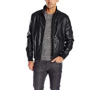 Tommy Hilfiger Men's Smooth Lamb Touch Faux Leather Unfilled Windbreaker Bomber Jacket Veste Coupe-Vent, Black, XL Homme