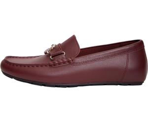 Tommy Hilfiger Mocassin en Cuir émaillé pour Femme - Fw0fw09532 - Chaussures Bateau, Rouge Sang de bœuf, 36 EU