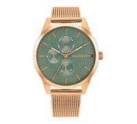 TOMMY HILFIGER Montre à affichage analogique 'CAMILLE' or rose / vert pastel, Taille One Size