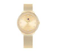 Tommy Hilfiger Montre à Mouvement à Quartz Trois Aiguilles pour Femme avec Bracelet Milanais en Acier Inoxydable de Couleur Dorée - 1782699