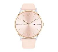Tommy Hilfiger Montre Analogique à Quartz pour Femme - Bracelet en Cuir Rose, Cadran Rose Soleil, Boîtier de 41 mm, Résistante à l'eau 3ATM - 1781973