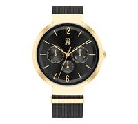 Tommy Hilfiger Montre Analogique Multifunction à Quartz pour Femme avec Bracelet Milanais en Acier Inoxydable Noir - 1782540