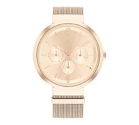 Tommy Hilfiger Montre Analogique Multifunction à Quartz pour Femme avec Bracelet Milanais en Acier Inoxydable Couleur Or Rose Clair - 1782538