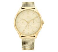 Tommy Hilfiger Montre Analogique Multifunction à Quartz pour Femme avec Bracelet Milanais en Acier Inoxydable de Couleur Dorée - 1782458