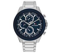 Tommy Hilfiger Montre Analogique Multifunction à Quartz pour Homme avec Bracelet en Acier Inoxydable Argenté - 1792080