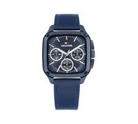 Tommy Hilfiger Montre Analogique Multifunction à Quartz pour Homme avec Bracelet en Cuir Bleu - 1792219