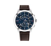 Tommy Hilfiger Montre Analogique Multifunction à Quartz pour Homme avec Bracelet en Cuir Marron Foncé - 1710476