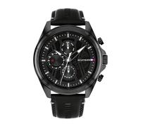 Tommy Hilfiger Montre Analogique Multifunction à Quartz pour Homme avec Bracelet en Cuir Noir - 1710654