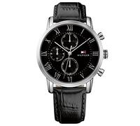 Tommy Hilfiger Montre Analogique Multifunction à Quartz pour Homme avec Bracelet en Cuir Noir - 1791401