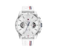 Tommy Hilfiger Montre Analogique Multifunction à Quartz pour Homme avec Bracelet en Silicone Blanc - 1710676