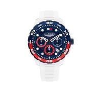 Tommy Hilfiger Montre Chronographe à Quartz avec Calendrier pour Homme avec Bracelet en Silicone Blanc - 1792231