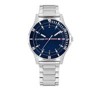 Tommy Hilfiger Montre Garçon Cadran Bleu, Bracelet Acier Inoxydable, Boîtier Acier 34mm, Lunette Aluminium, Quartz, 5 ATM