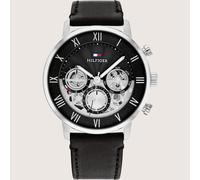 Tommy Hilfiger Montre Analogique Multifunction à Quartz pour Homme avec Bracelet en Cuir Noir - 1710565
