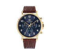 Tommy Hilfiger Montre Homme Multifonction Quartz Analogique 46mm - 3 sous-Cadrans, Bracelet en Acier Inoxydable ou Cuir, Résistance à l'eau 5 ATM