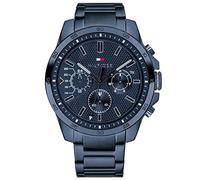 Tommy Hilfiger Montre Multifonction Quartz pour Hommes 48 mm - Bracelet en Acier Inoxydable Bleu, Cadran Bleu Semi-Brillant, Sous-Cadrans pour le Jour et la Date, Résistante à l'Eau 5ATM - 1791560