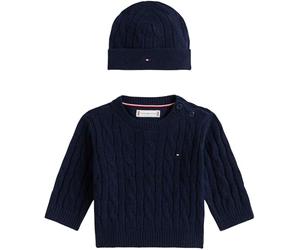Tommy Hilfiger Newborn CABLE CREW WITH BEANIE KN0KN02158 BLUE (Dark Night Navy) 24 Month