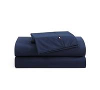 Tommy Hilfiger - Parure de lit, literie en Percale de Coton avec taie d'oreiller Assortie, Gracieuse et fraîche, Unie pour la Maison (Bleu Marine, pour lit Simple)