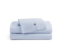 Tommy Hilfiger - Parure de lit, literie en Percale de Coton avec taie d'oreiller Assortie, Gracieuse et fraîche, Les Essentiels de la Maison Unis (Bleu, pour lit Simple)