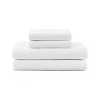 Tommy Hilfiger - Parure de lit, literie en Percale de Coton avec taies d'oreiller Assorties, Gracieuse et fraîche, Design uni avec Ourlet à Rayures (Blanc, lit Simple XL)