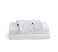 Tommy Hilfiger - Parure de lit, literie en Percale de Coton avec taies d'oreiller Assorties, Gracieuse et fraîche, Les Essentiels de la Maison (Blanc, Grand lit)