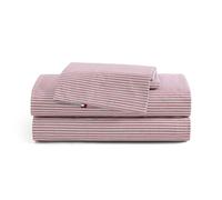 Tommy Hilfiger - Parure de lit, literie en Percale de Coton avec taies d'oreiller Assorties, Gracieuse et fraîche, Essentiels pour la Maison de qualité supérieure (Highland Ticking Stripe Rouge, lit
