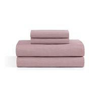 Tommy Hilfiger - Parure de lit, literie en Percale de Coton avec taies d'oreiller Assorties, Gracieuse et fraîche, Essentiels pour la Maison de qualité supérieure (Highland Ticking Stripe Rouge, lit