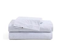 Tommy Hilfiger - Parure de lit, literie en percale de coton avec taies d'oreiller assorties, gracieuse et fraîche, essentiels pour la maison de qualité supérieure (monogramme rayé bleu, lit simple XL)