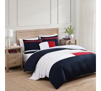 Tommy Hilfiger - Parure de lit luxueusement Douce en Coton Riche avec taies d'oreiller Assorties, Motif gaufré texturé (Bleu Marine, lit Double/Grand lit)