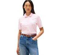 Tommy Hilfiger Polo Manches Courtes Femme 1985 Pique Regular Fit, Multicolore (Breton STP Classic Pink/Ecru), XL