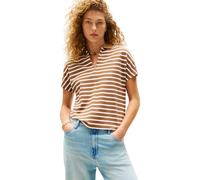 Tommy Hilfiger Polo Manches Courtes Femme Lyocell Tipping Open sans Patte de Boutonnage, Multicolore (Hickory/Ecru STP), XXL