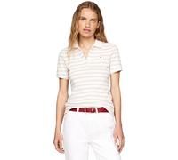 Tommy Hilfiger Women's 1985 Slim Pique Stripe Polo SS S/S, Breton STP/Ecru/Classic Beige, XL