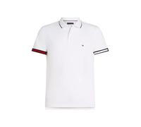 Tommy Hilfiger Polo Manches Courtes Homme Flag Cuff Slim Fit, Blanc (White), 3XL