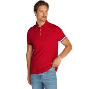 Tommy Hilfiger Polo Manches Courtes Homme Flag Cuff Slim Fit, Multicolore (Medium Red), S