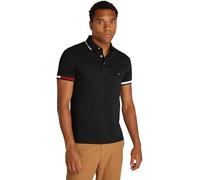 Tommy Hilfiger Polo Manches Courtes Homme Flag Cuff Slim Fit, Noir (Black), L