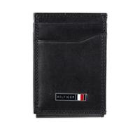 Tommy Hilfiger Portefeuille Fin pour Homme avec Poche Avant et fenêtre pour Carte d'identité, Noir véritable, Taille Unique, Portefeuille Fin en Cuir avec Poche Avant