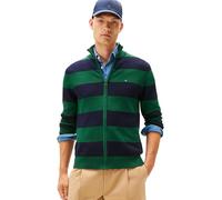 Tommy Hilfiger Pull avec Fermeture Éclair Homme Cotton Zip Through avec Col Montant, Multicolore (Ornamental Green/Desert Sky), XL
