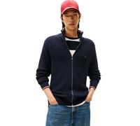 Tommy Hilfiger Pull avec Fermeture Éclair Homme Rib Zip Through avec Col Montant, Bleu (Desert Sky), L