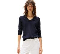 Tommy Hilfiger Pull Co en Jersey Stitch pour Femme, col en V, Bleu (Desert Sky), M