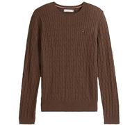 Tommy Hilfiger Pull en Tricot torsadé avec Logo Drapeau pour Femme Collection 2025, Marron chiné., Taille M