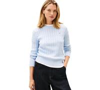 Tommy Hilfiger Pull Femme Cable en Coton, Bleu (Breezy Blue), S