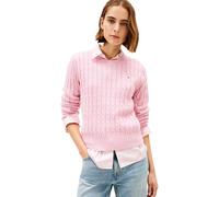 Tommy Hilfiger Pull Femme Cable en coton, Rose (Bonita Pink), L
